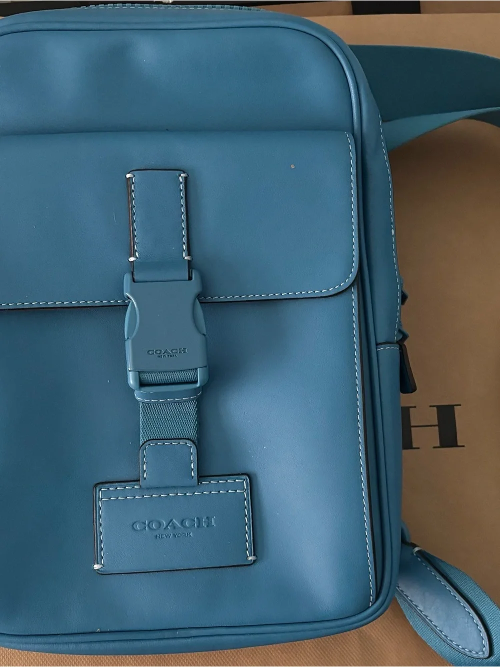 Coach Teal Blue Leather Messenger Crossbody